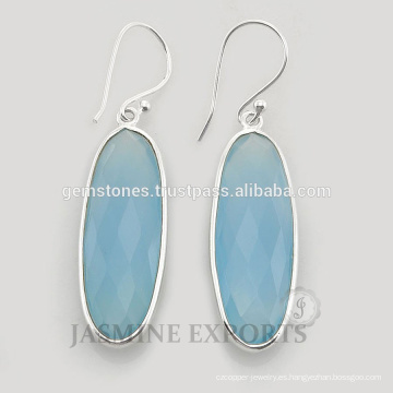 Diseñador Azul Chalcedony Gemstone Earring Para Las Mujeres En El Precio Al Por Mayor